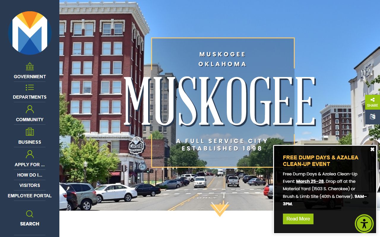 Muskogee city website and municipal court civil court records resources