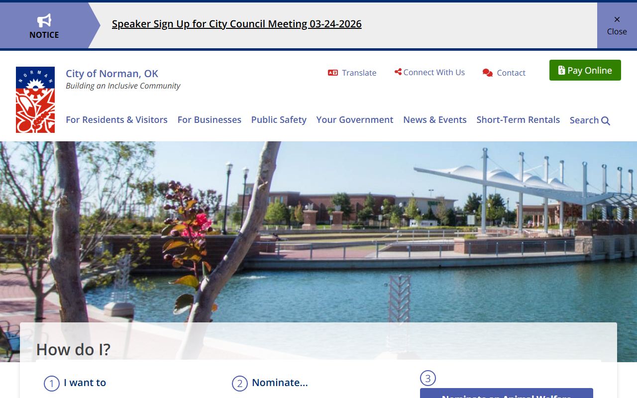 City of Norman official website for civil court records and municipal services