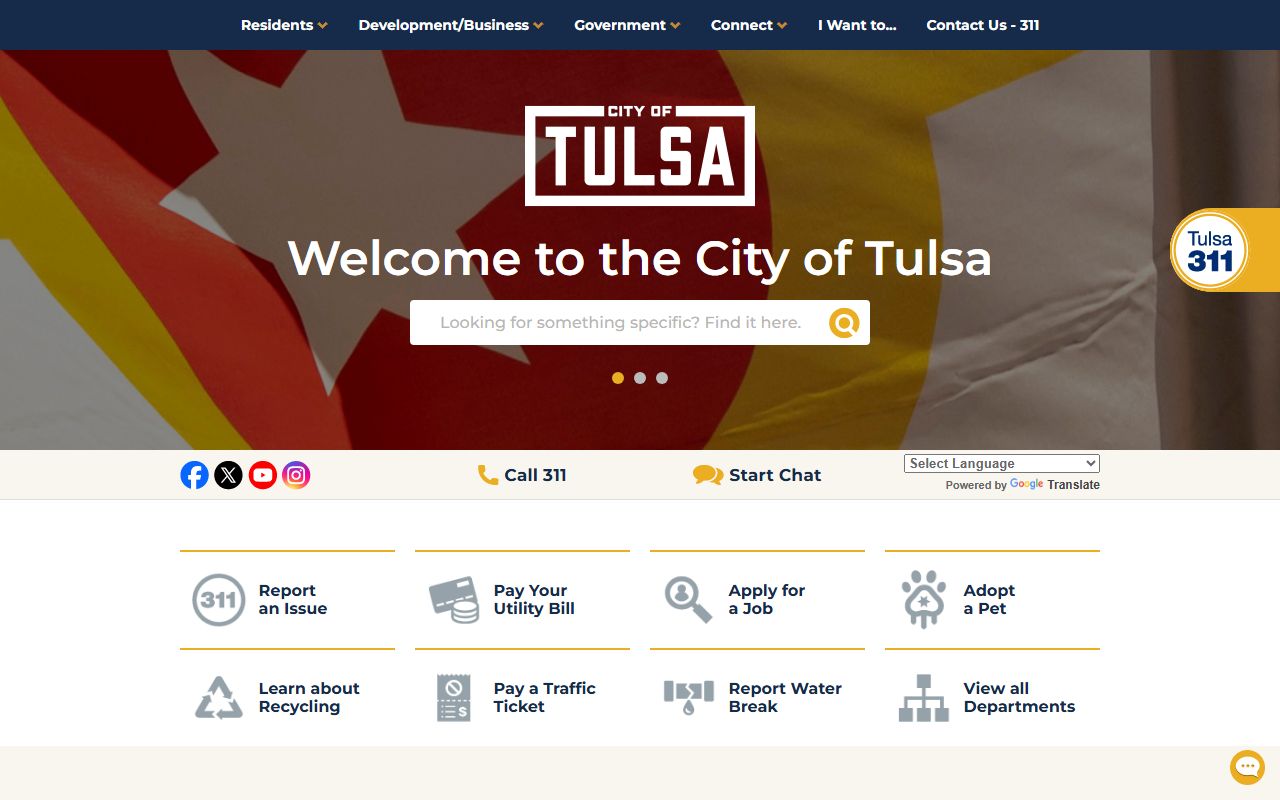 City of Tulsa official website with civil court records resources