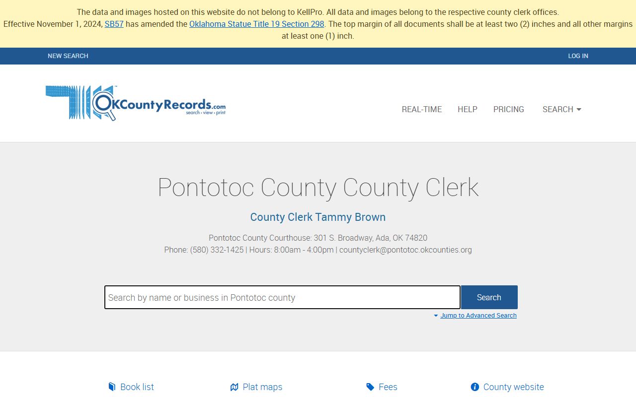 Pontotoc County land records search for civil court records