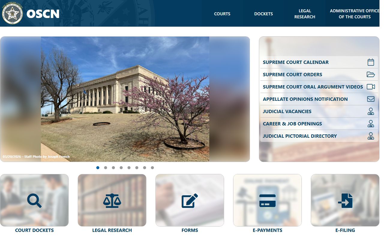 Oklahoma State Courts Network civil court records search portal